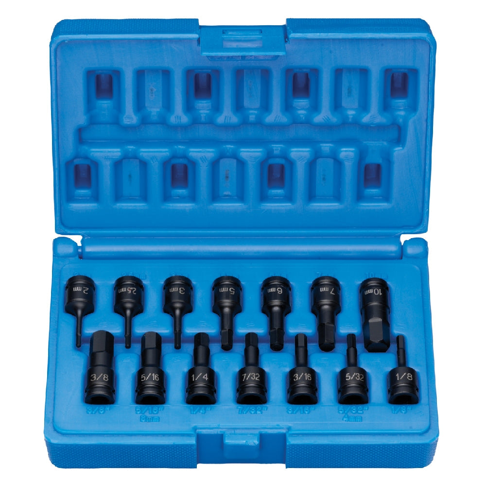 Grey Pneumatic 9298HC 1/4" Drive Hex Driver Set 14 piece SAE & Metric