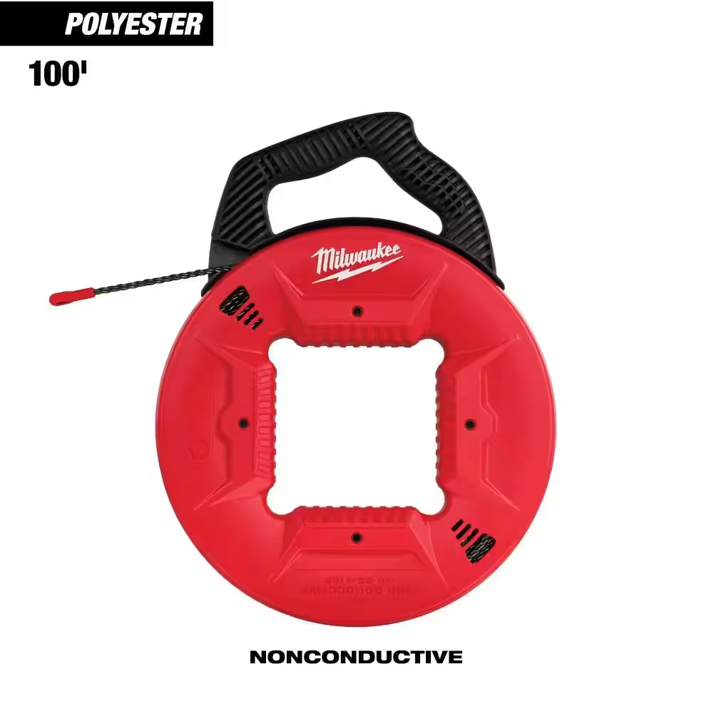 Milwaukee 48-22-4165 Polyester Fish Tape w/Nonconductive Tip, 100ft
