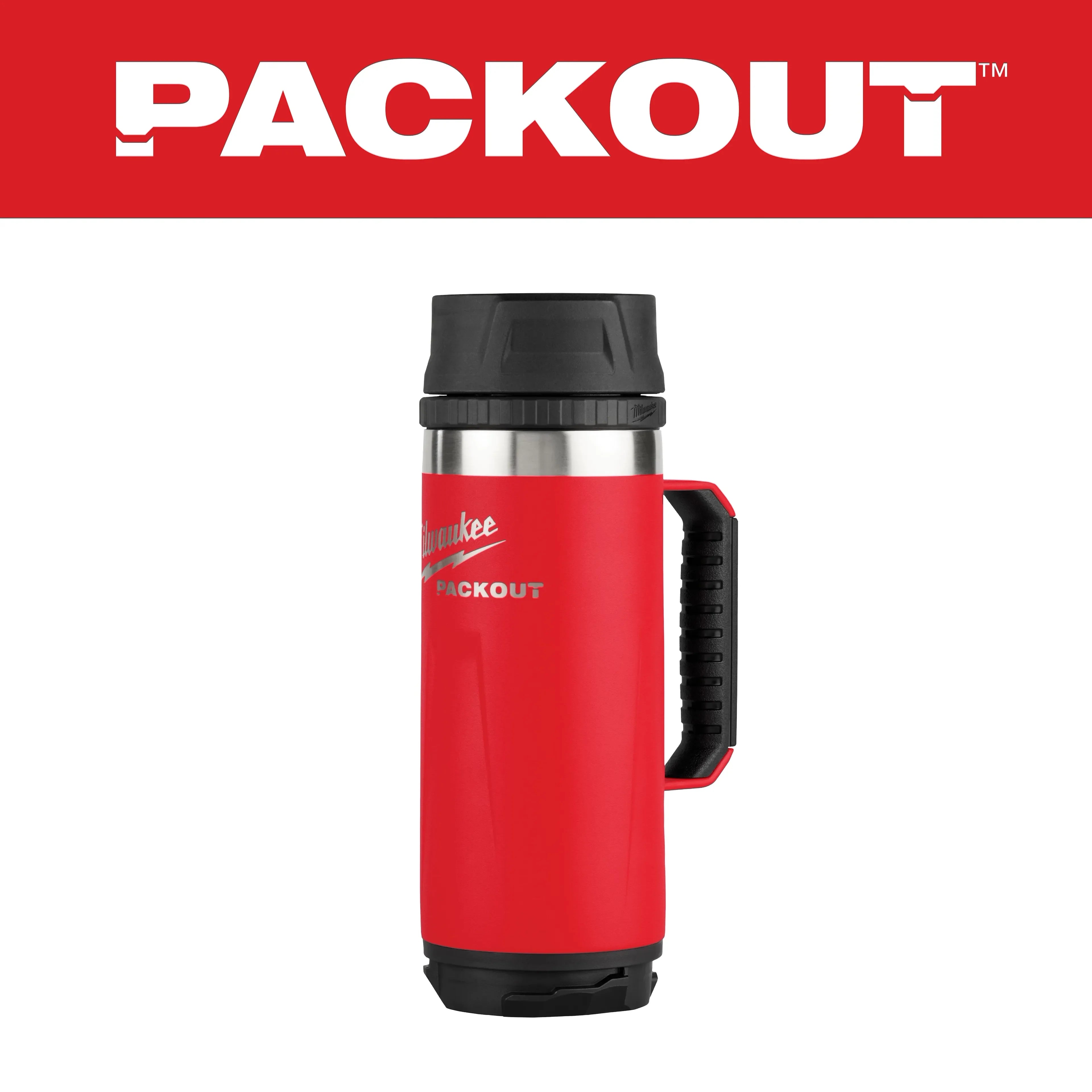 Milwaukee 48-22-8394R PACKOUT™ 18oz Red Insulated Mug with Sip Lid