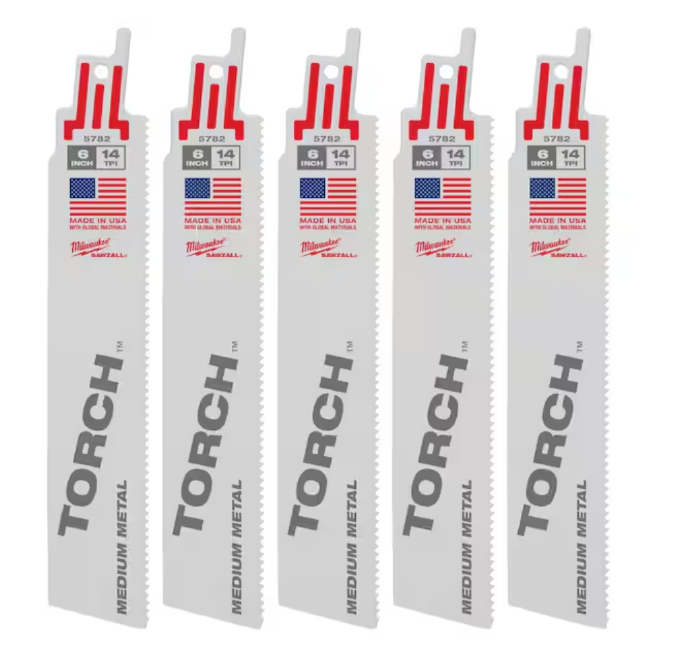 Milwaukee 48-00-5782 - 6" 14 TPI TORCH™ SAWZALL® Blade for Medium Metal (5 PK)