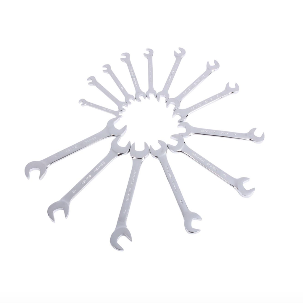 Sunex 9914MA Metric Angle Head Wrench Set, Full Polish, 9mm-19mm, 14pc
