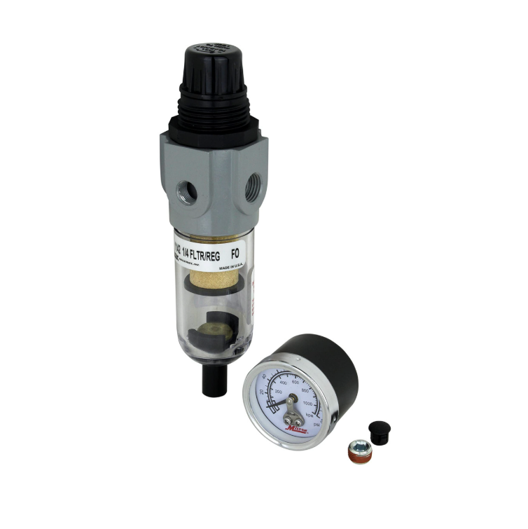 Milton S1142 - 1/4" NPT Polycarbonate Mini Piggyback FR Duo Filter-Reducer with Gauge