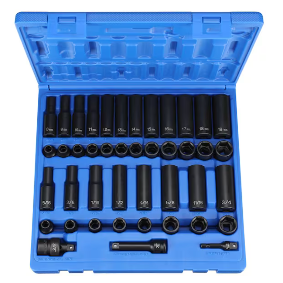 Grey Pneumatic 1243RD 3/8" Drive Standard/Deep SAE/Metric Impact Socket Set, 43pc
