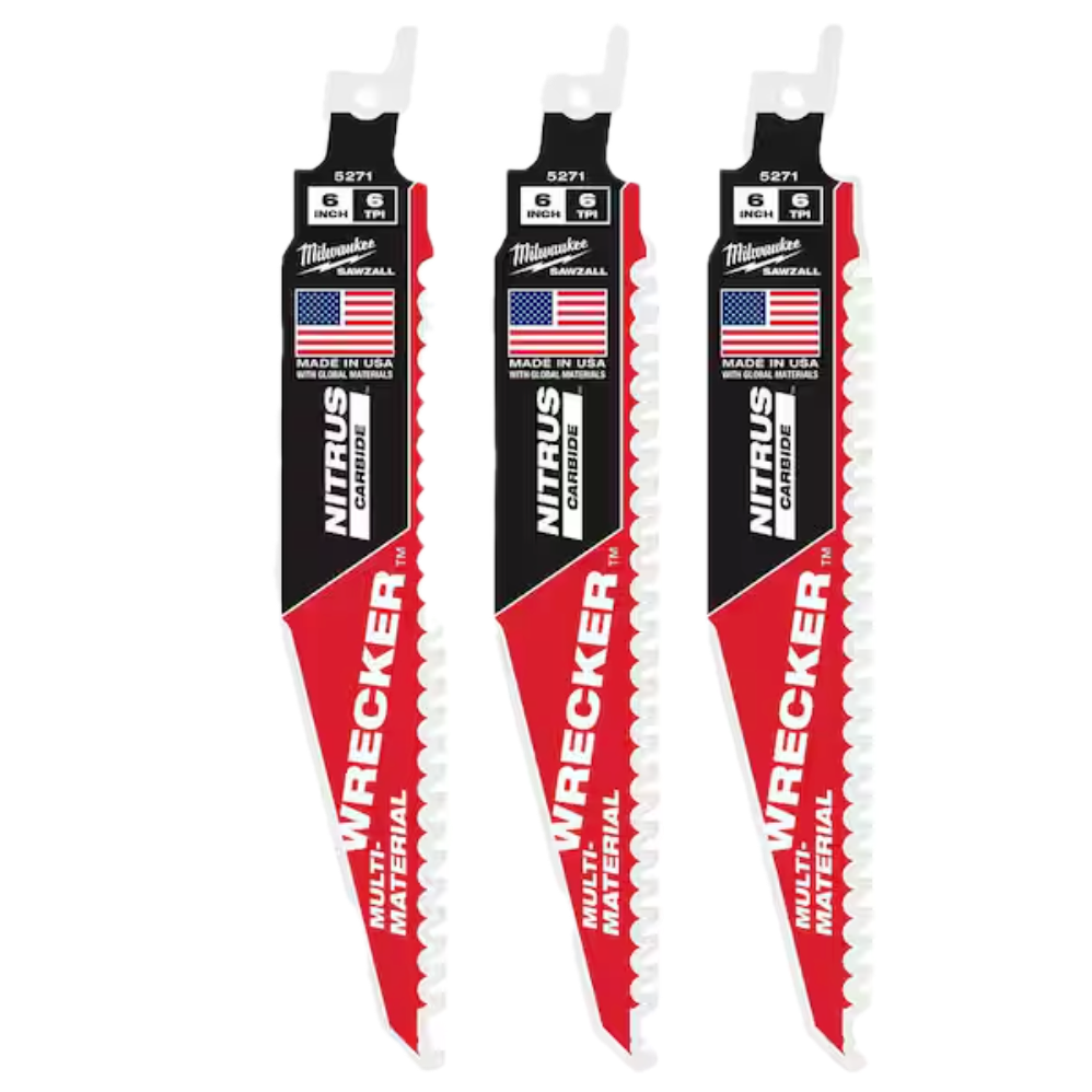 Milwaukee 48-00-5371 - 6" WRECKER™ with NITRUS™ Carbide SAWZALL® Blade for Multi-Material (3 PK)