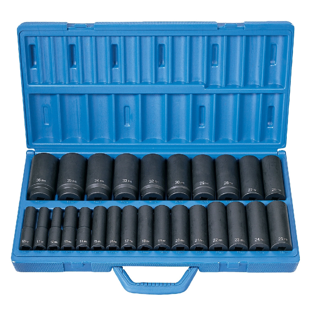 Grey Pneumatic 1326MD 26 Pc. 1/2" Drive 6 Point Metric Deep Master Socket Set