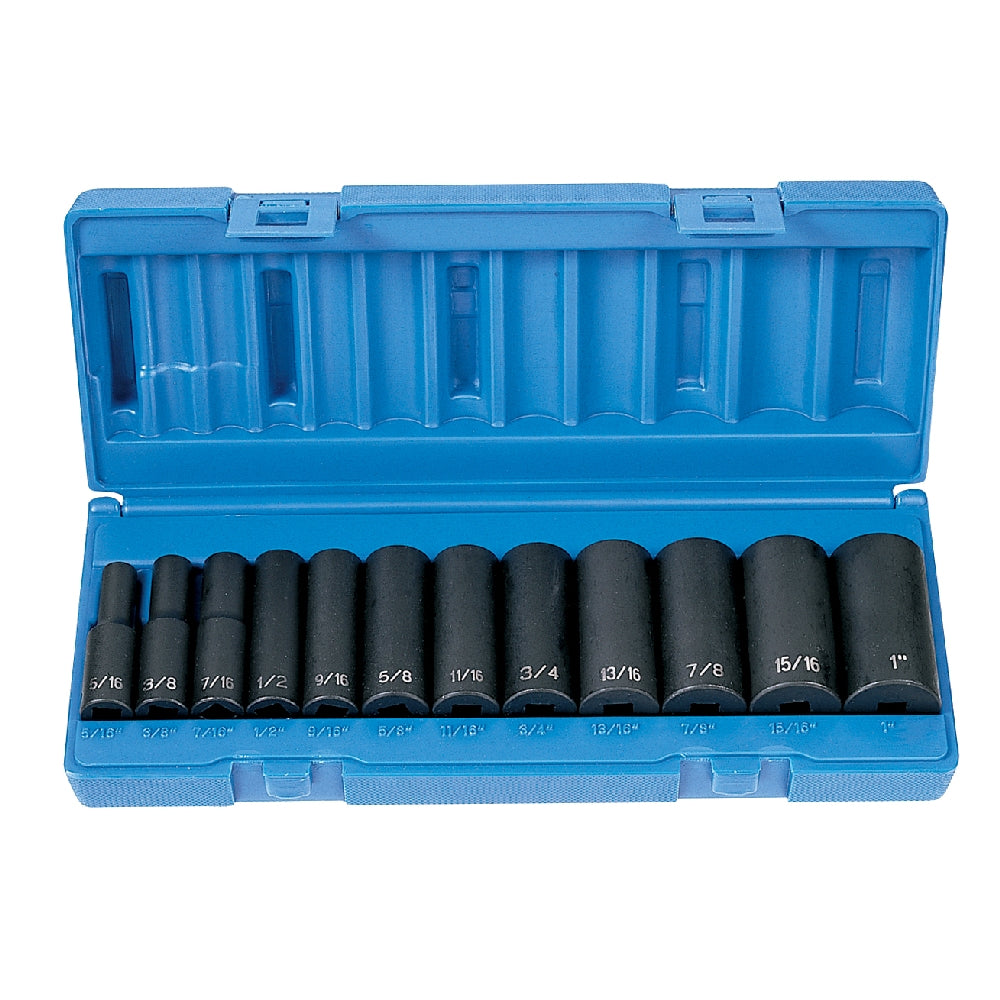 Grey Pneumatic 1202D 3/8" Drive 12 Piece Deep Length 12 Point Impact Set SAE