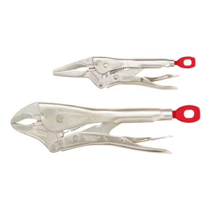 Milwaukee 48-22-3602 - 10" Curved Jaw & 6" Long Nose TORQUE LOCK™ Locking Pliers Set