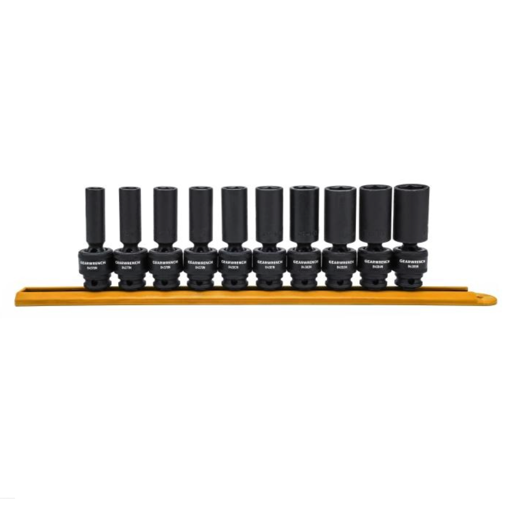 GearWrench 84924N 10 Piece 3/8" Drive 6 Point Deep Universal Impact Metric Socket Set