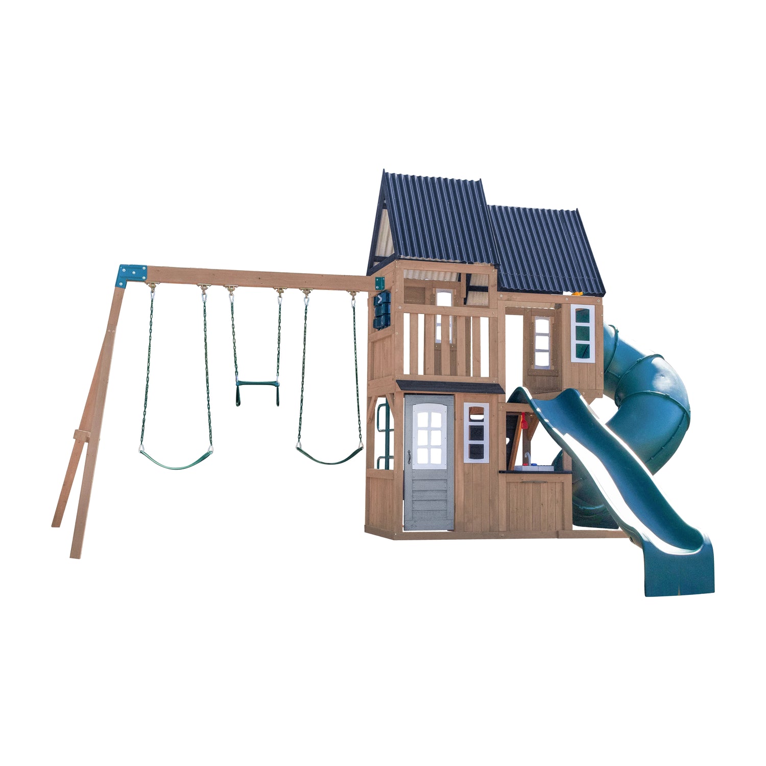 KidKraft Acadia Manor Swing Set with Two Slides