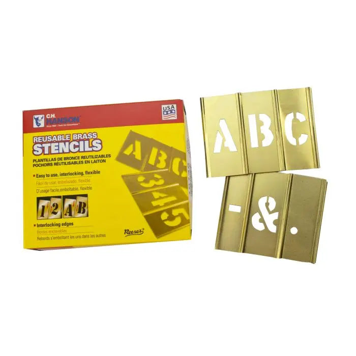 C.H. Hanson 10031 Stencil Set-Letter 2" Brass 33 pc