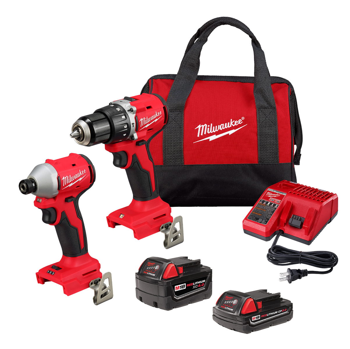 Milwaukee 3693-22CX M18 Brushless 2-Tool Combo Kit, 1/2" Hammer Drill/Impact Driver, 1/4" Hex Impact Driver