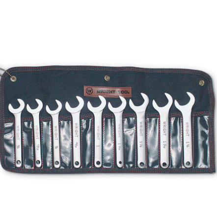 Wright 745 Service Wrench 9pc Set - 30° Angle, Satin finish- 3/4" - 1-1/4"