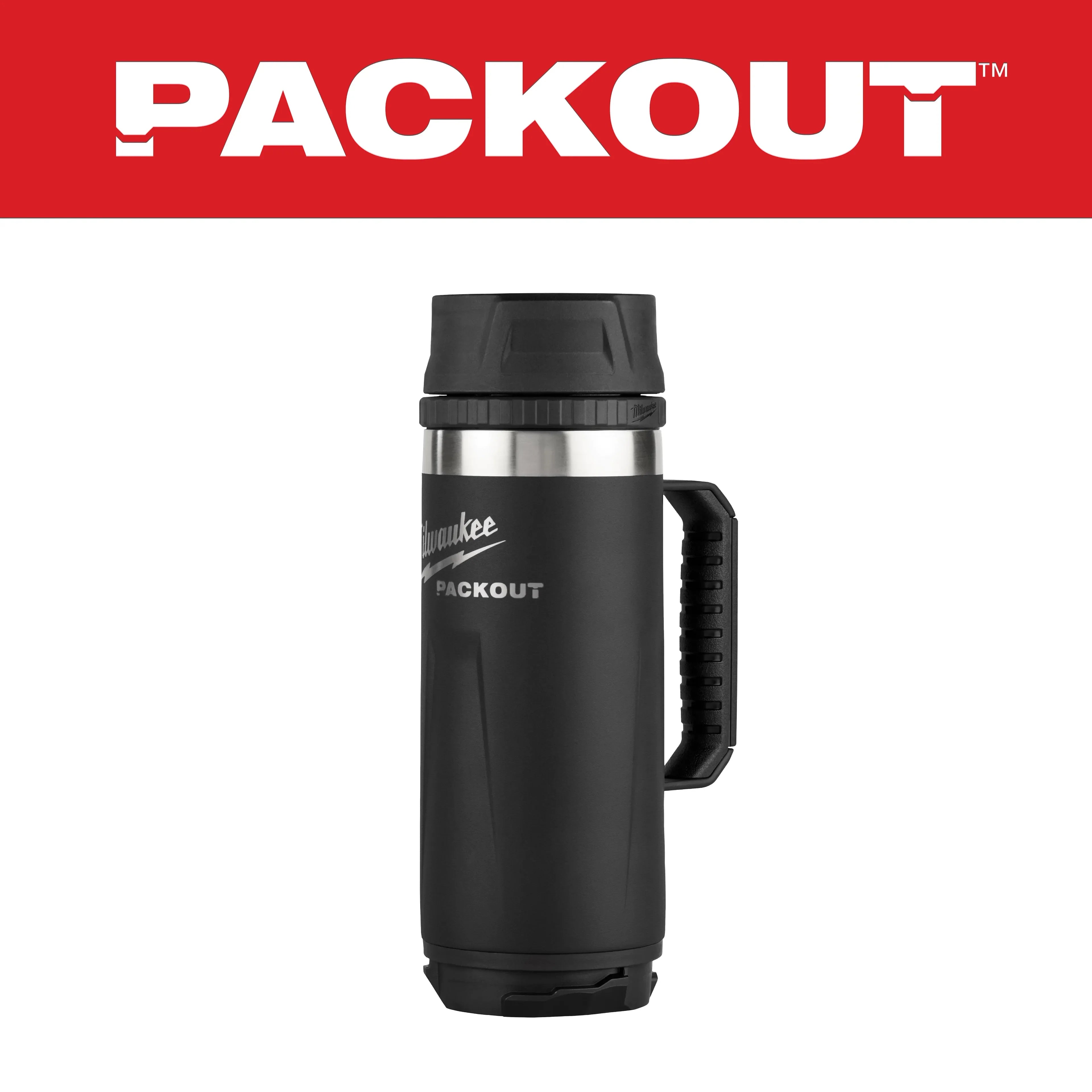Milwaukee 48-22-8394B PACKOUT™ 18oz Black Insulated Mug with Sip Lid