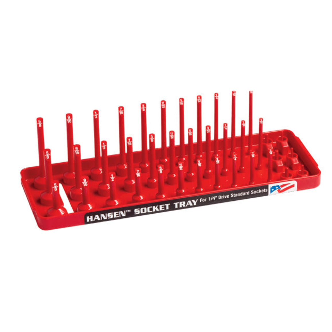 Hansen Global 14013 - 1/4″ Drive Fractional 3 Row Socket Tray - Red