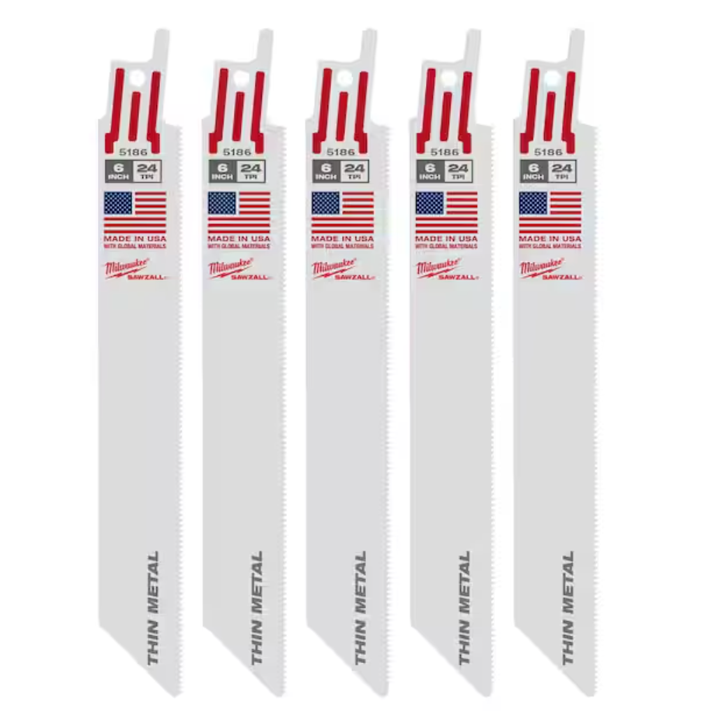 Milwaukee 48-00-5186 - 6" 24 TPI SAWZALL® Blade for Medium Metal (5 PK)