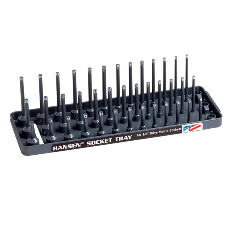Hansen Global 14023 - 1/4″ Drive Metric 3 Row Socket Tray - Grey