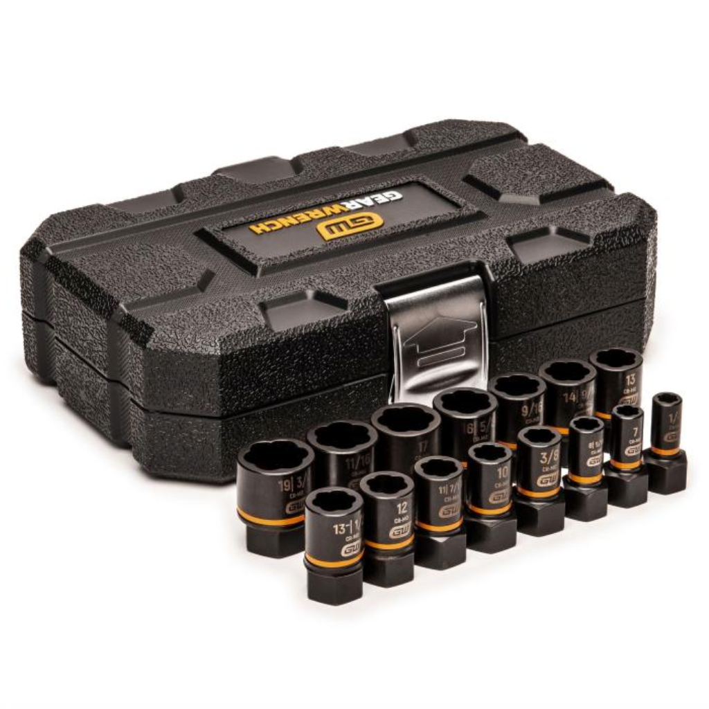 GearWrench 84783 - 15 Piece 1/4" & 3/8" Drive Bolt Biter™ Impact Extraction Socket Set