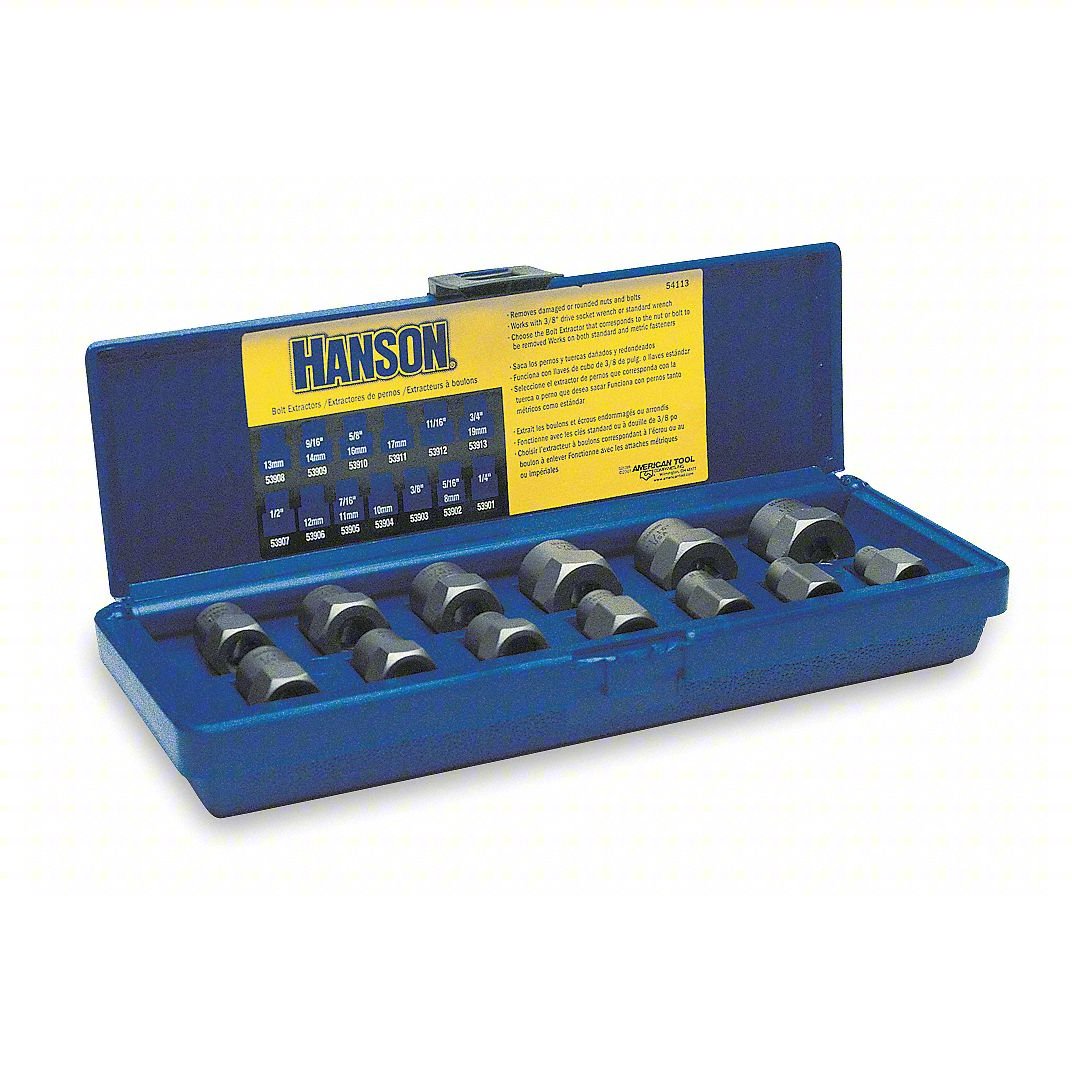 Irwin 54113 Bolt Extractor Set: 3/8” Drive Size, 1/4” - 3/4” & 8mm - 19mm - 13pc