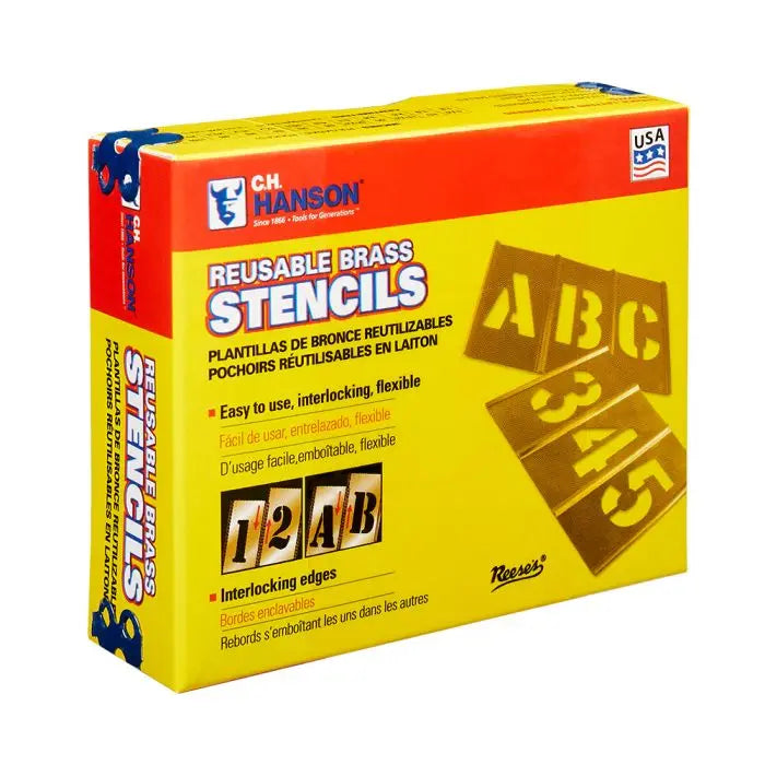 C.H. Hanson 10008 Stencil Set-Numbers 1" Brass 15 Pieces