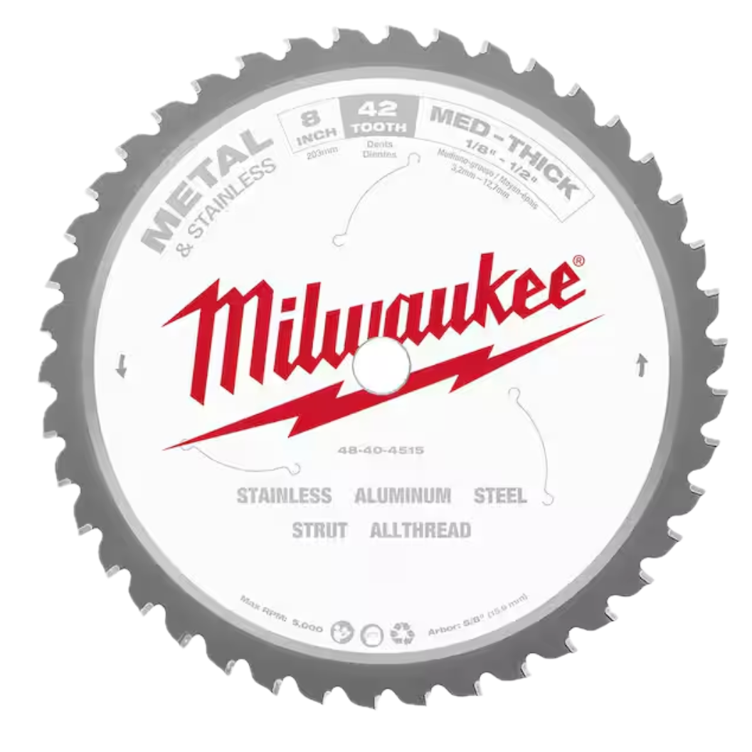 Milwaukee 48-40-4515 - 8" x 42 Teeth Metal & Stainless Cutting Circular Saw Blade
