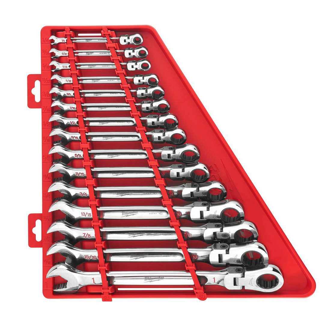 Milwaukee 48-22-9413 SAE Flex Head Ratcheting Combination Wrench Set, 15pc