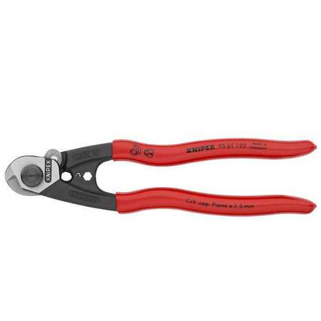 Knipex 9561190SBA 7-1/2" Wire Rope Shears with Crimp Dies